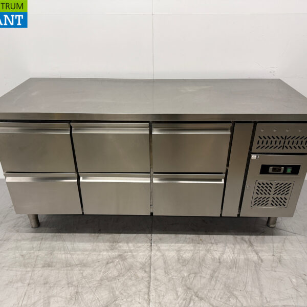 Stainless steel Maxxfrost Refrigerated Workbench 6 Drawers 179.5 cm 230V Catering