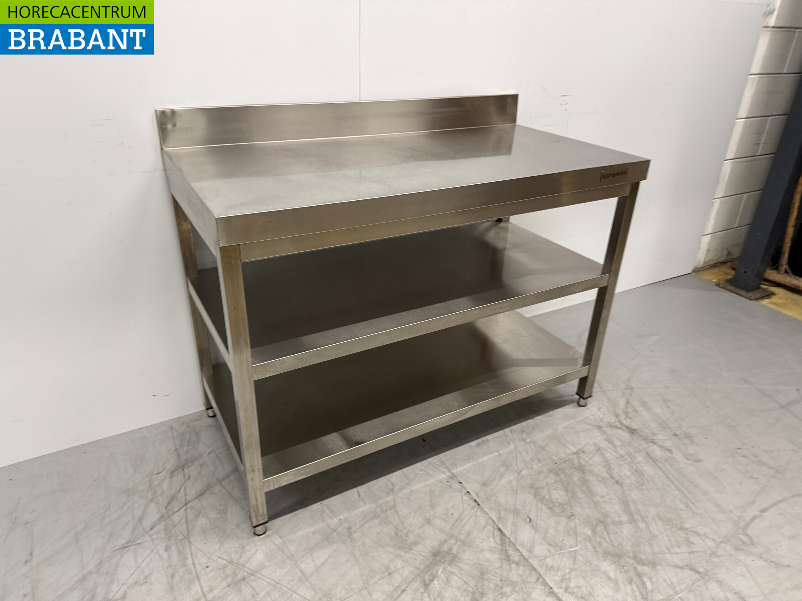 Stainless Steel Worktable With Double Shelf 120 x 60 x 87.5 cm Catering - Image 3