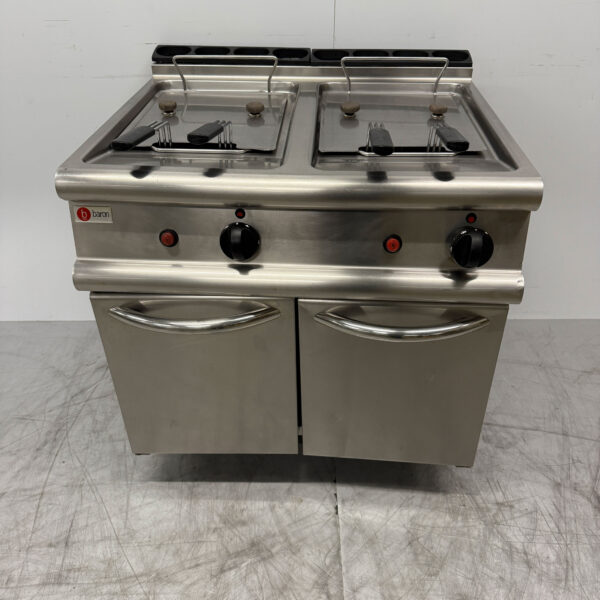 Stainless steel Baron Double Fryer 2 x 15 liter PROPAAN Catering