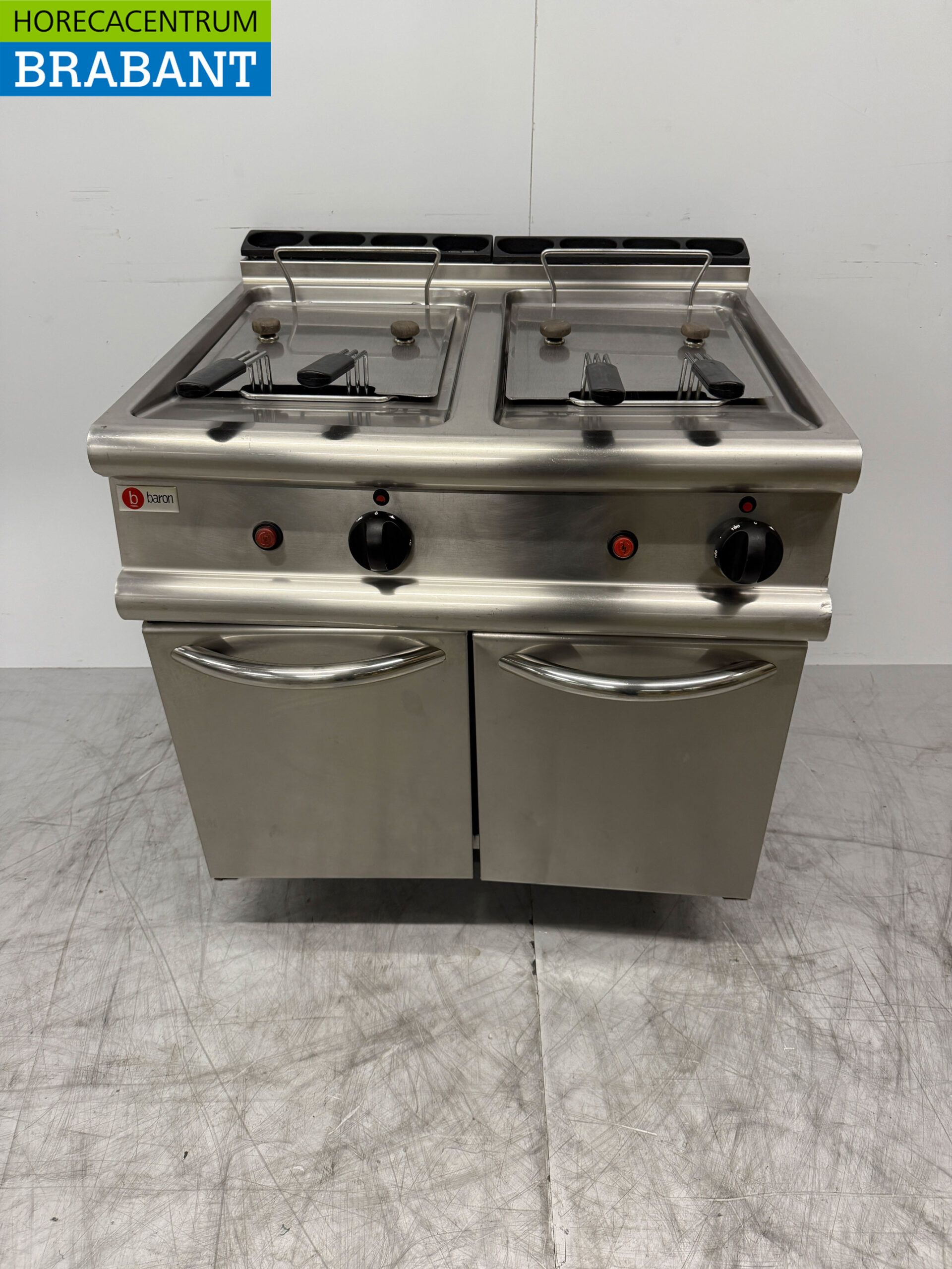 Stainless steel Baron Double Fryer 2 x 15 liter PROPAAN Catering