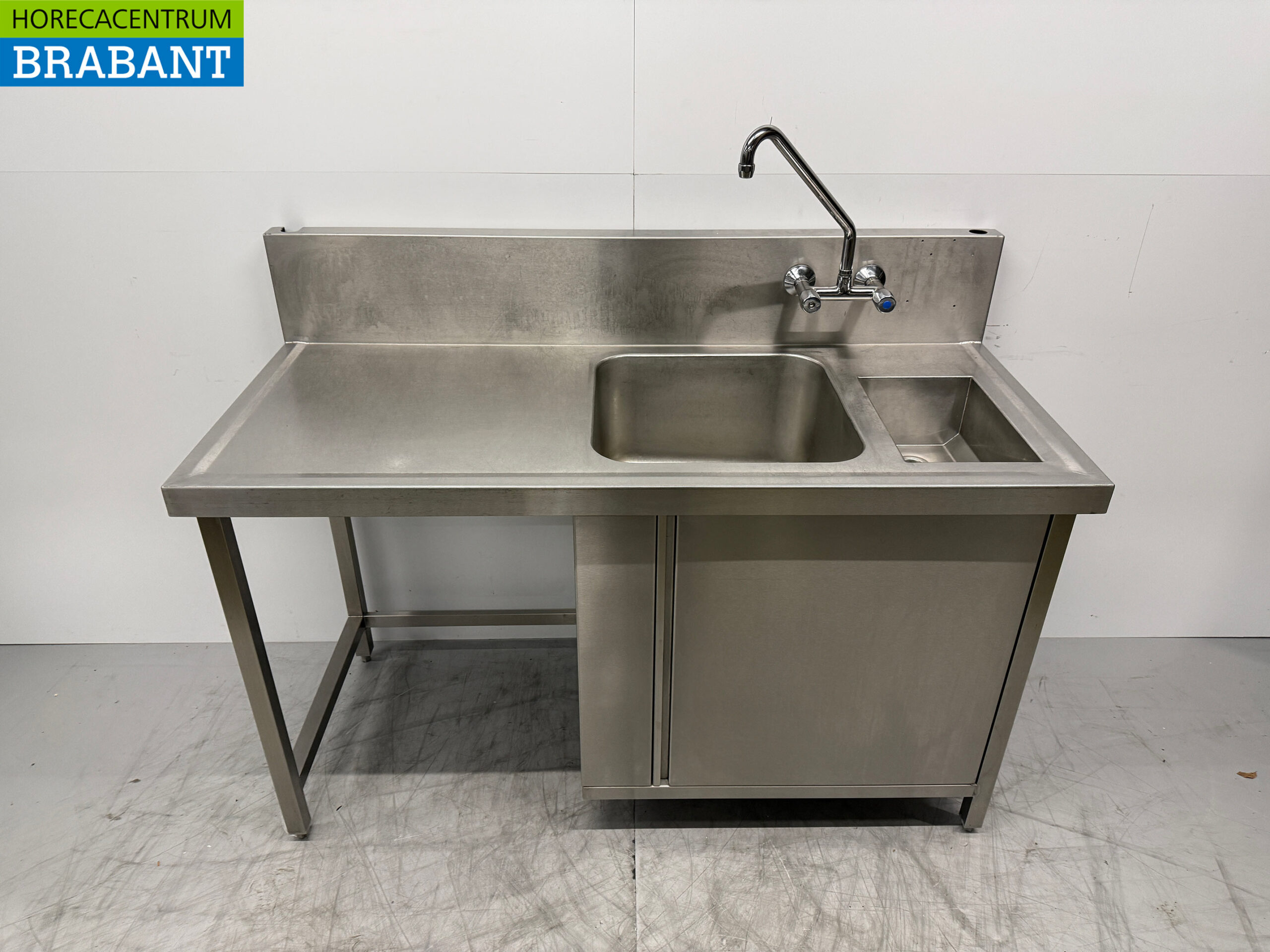 Stainless steel sink with faucet 160 x 70 x 95 cm Catering
