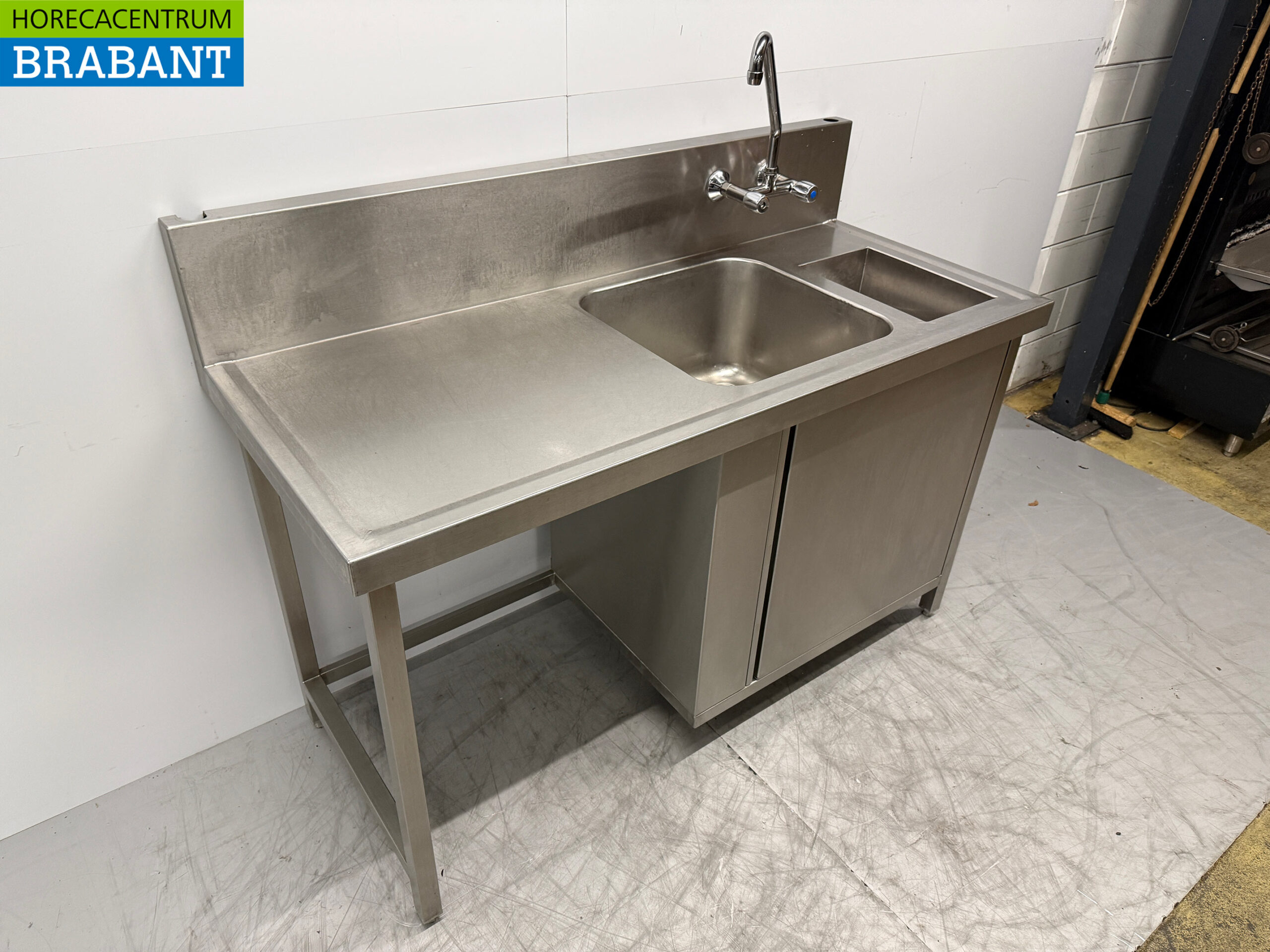 Stainless steel sink with faucet 160 x 70 x 95 cm Catering - Image 3