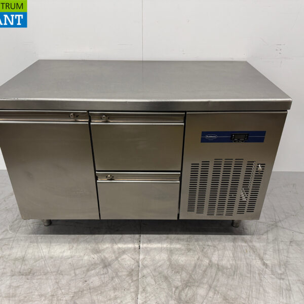 Stainless steel Rubbens Refrigerated Workbench 1 Door and 2 Drawers 132 cm 230V Horeca