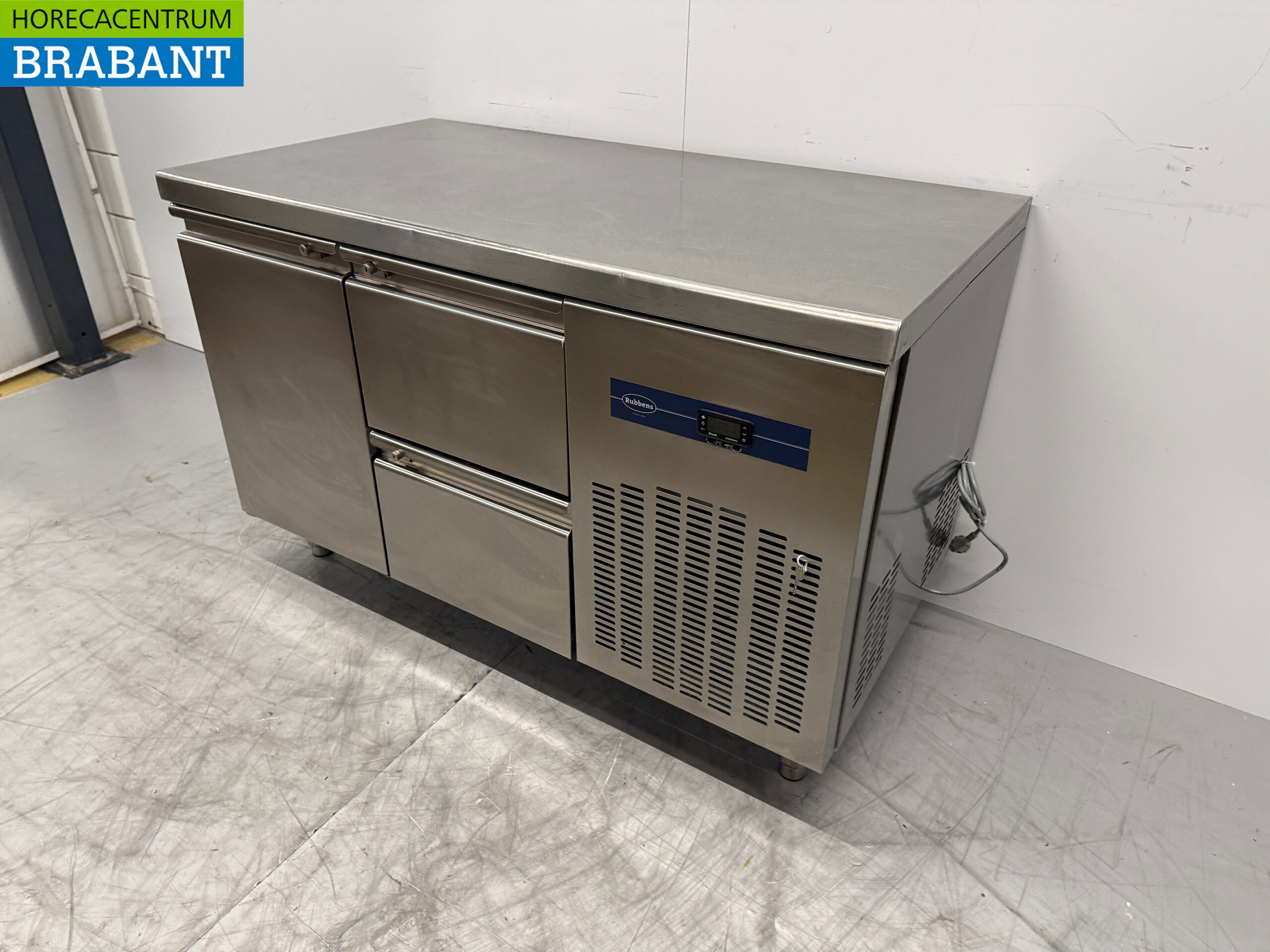 Stainless steel Rubbens Refrigerated Workbench 1 Door and 2 Drawers 132 cm 230V Horeca - Image 2