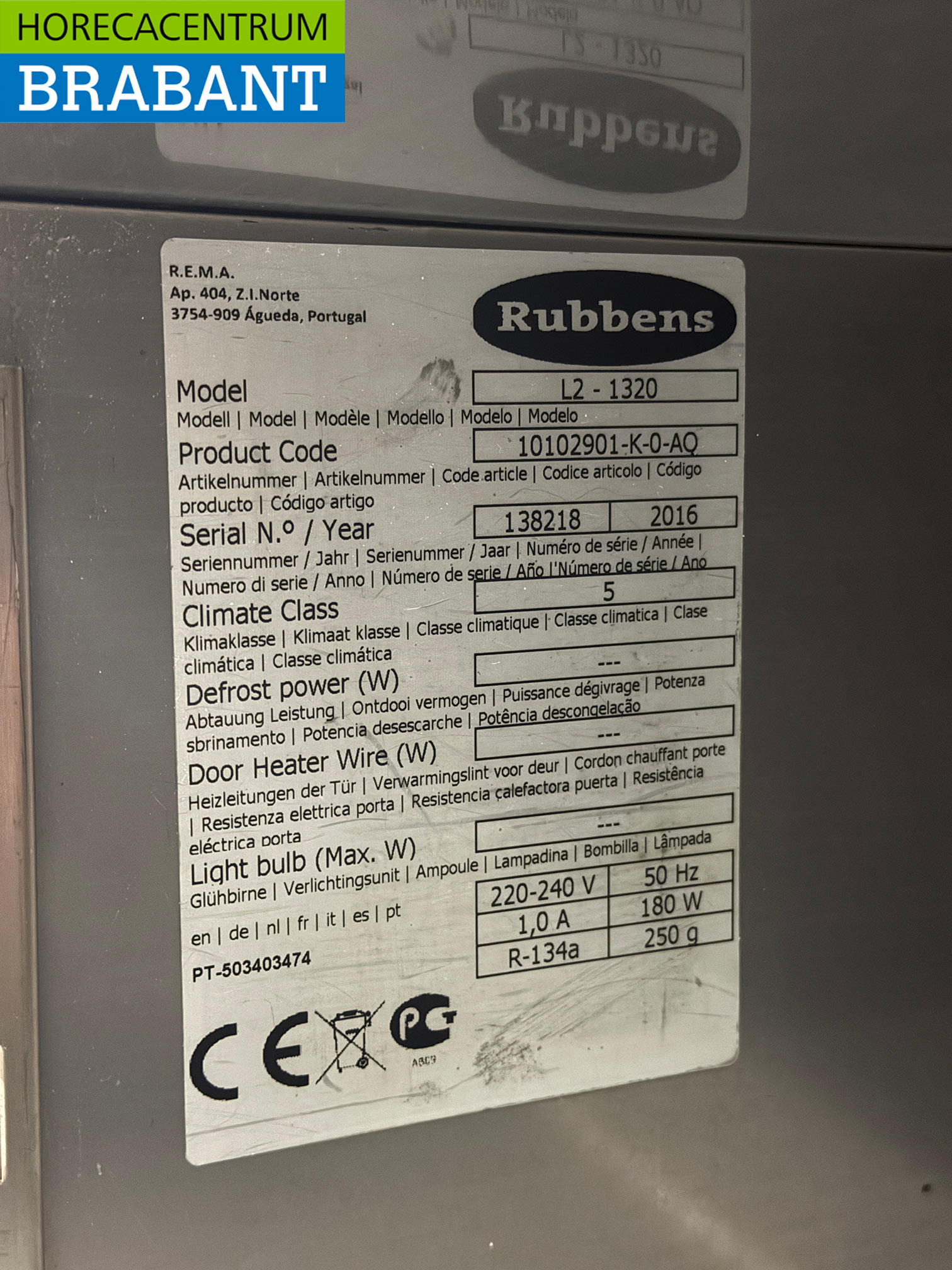 Stainless steel Rubbens Refrigerated Workbench 1 Door and 2 Drawers 132 cm 230V Horeca - Image 6