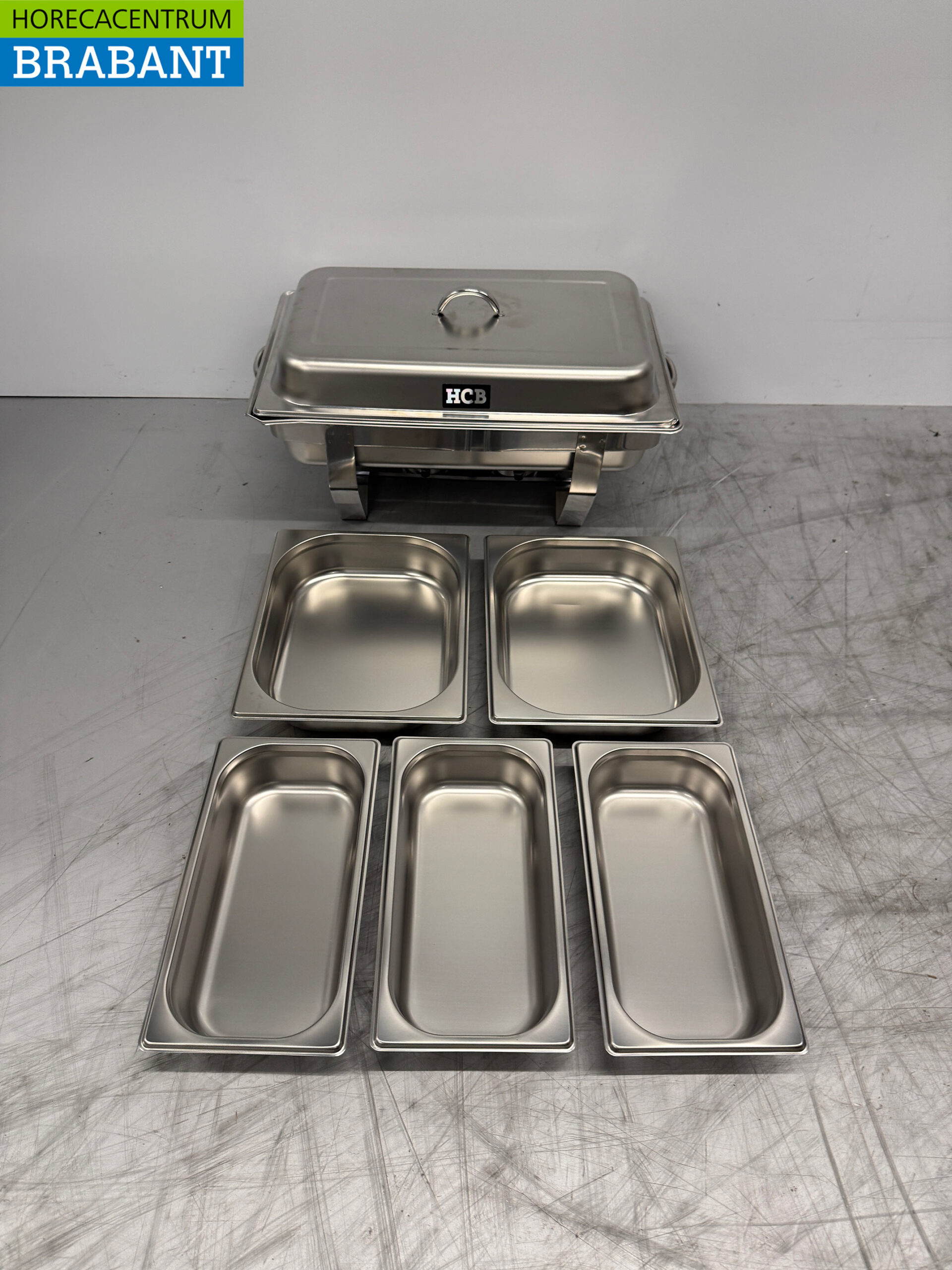 Stainless steel HCB Chafing dish set 1 x 1/1, 2 x 1/2 and 3 x 1/3 GN Horeca
