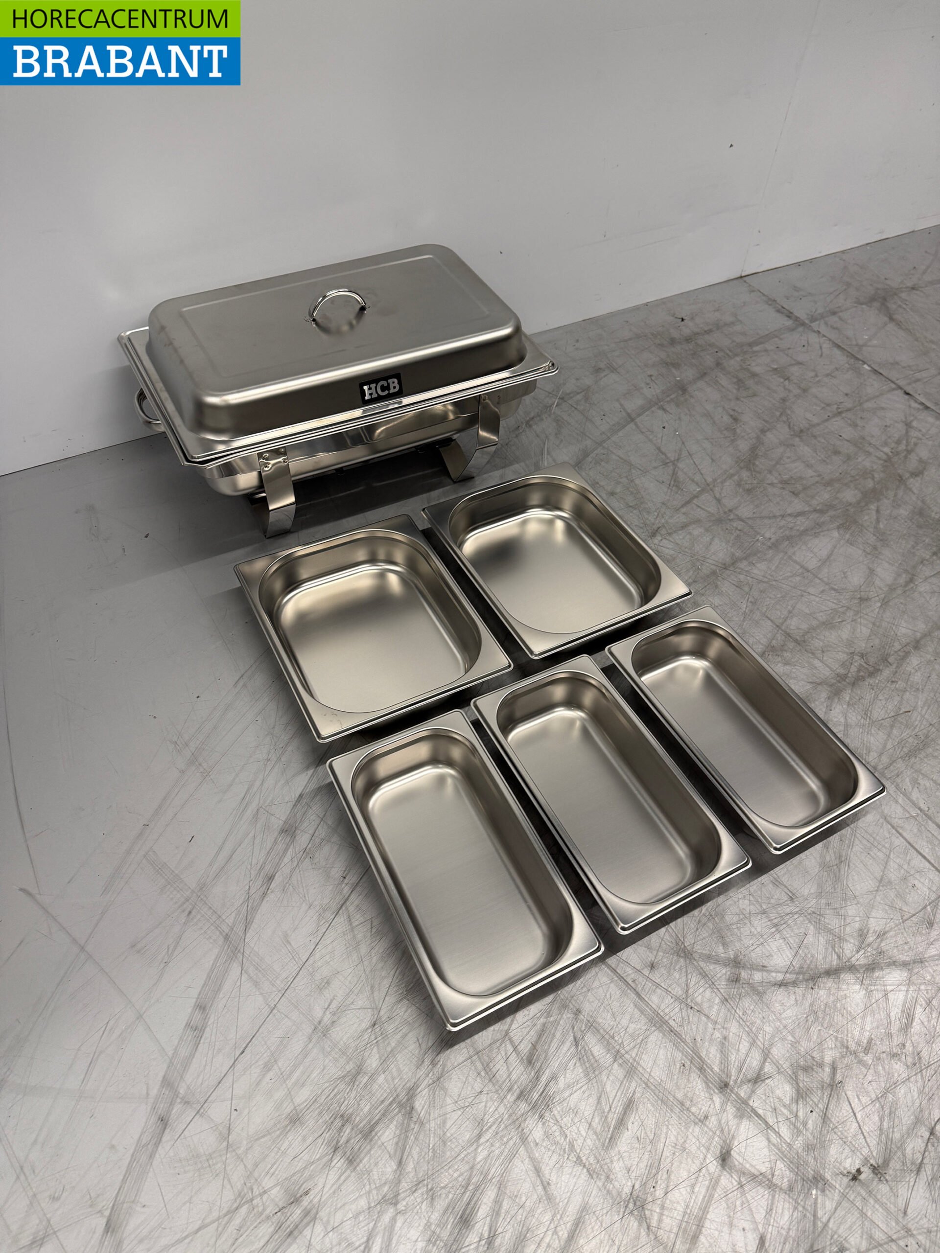 Stainless steel HCB Chafing dish set 1 x 1/1, 2 x 1/2 and 3 x 1/3 GN Horeca - Image 2