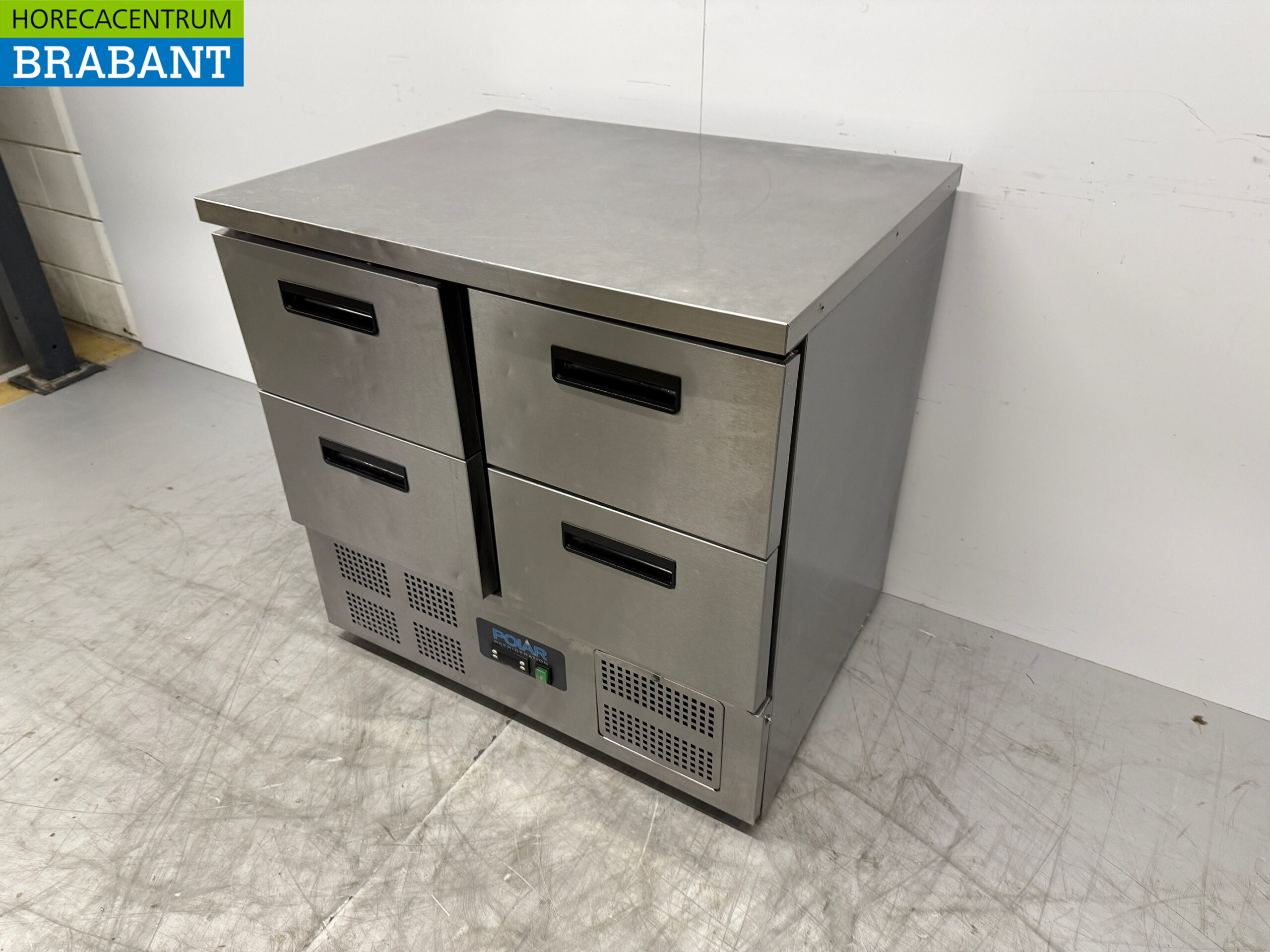 Stainless steel Polar Refrigerated Workbench 4 Drawers 90.5 cm 230V Catering - Image 2
