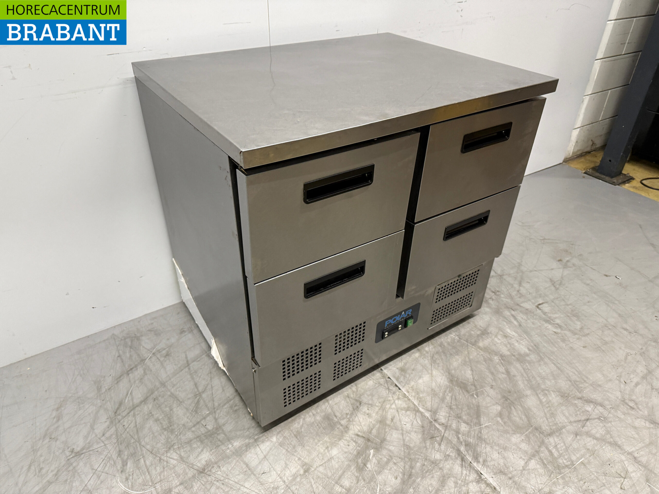 Stainless steel Polar Refrigerated Workbench 4 Drawers 90.5 cm 230V Catering - Image 3