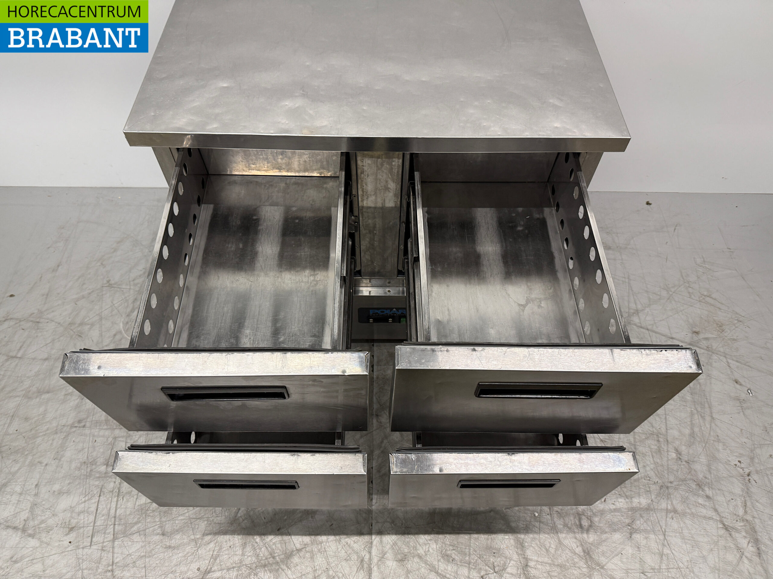 Stainless steel Polar Refrigerated Workbench 4 Drawers 90.5 cm 230V Catering - Image 4