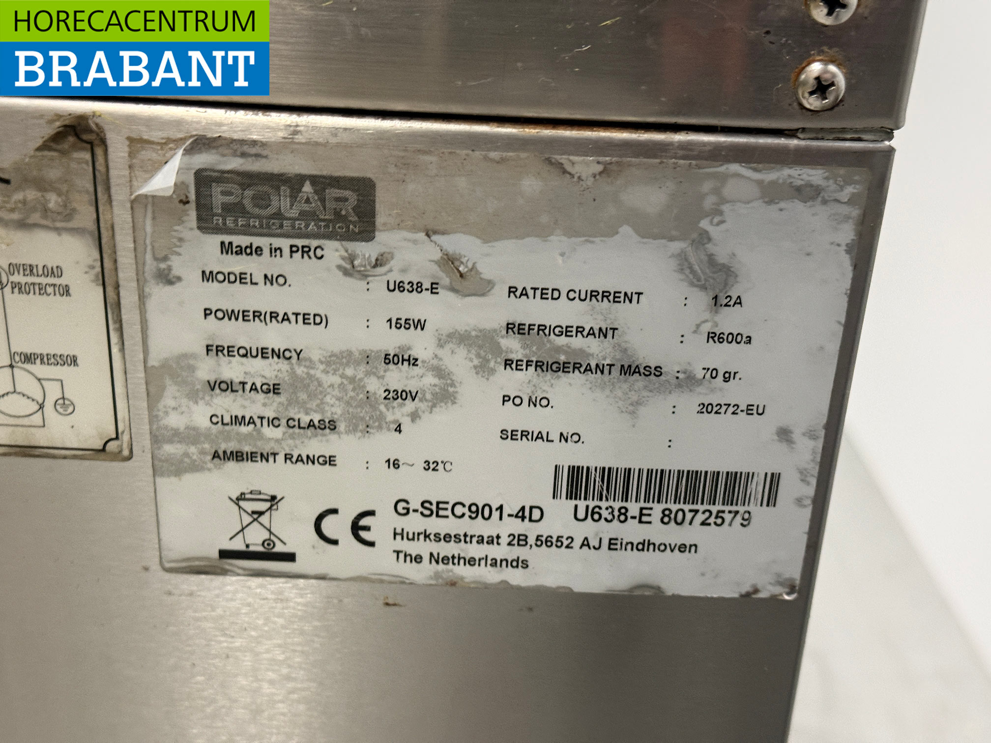 Stainless steel Polar Refrigerated Workbench 4 Drawers 90.5 cm 230V Catering - Image 5