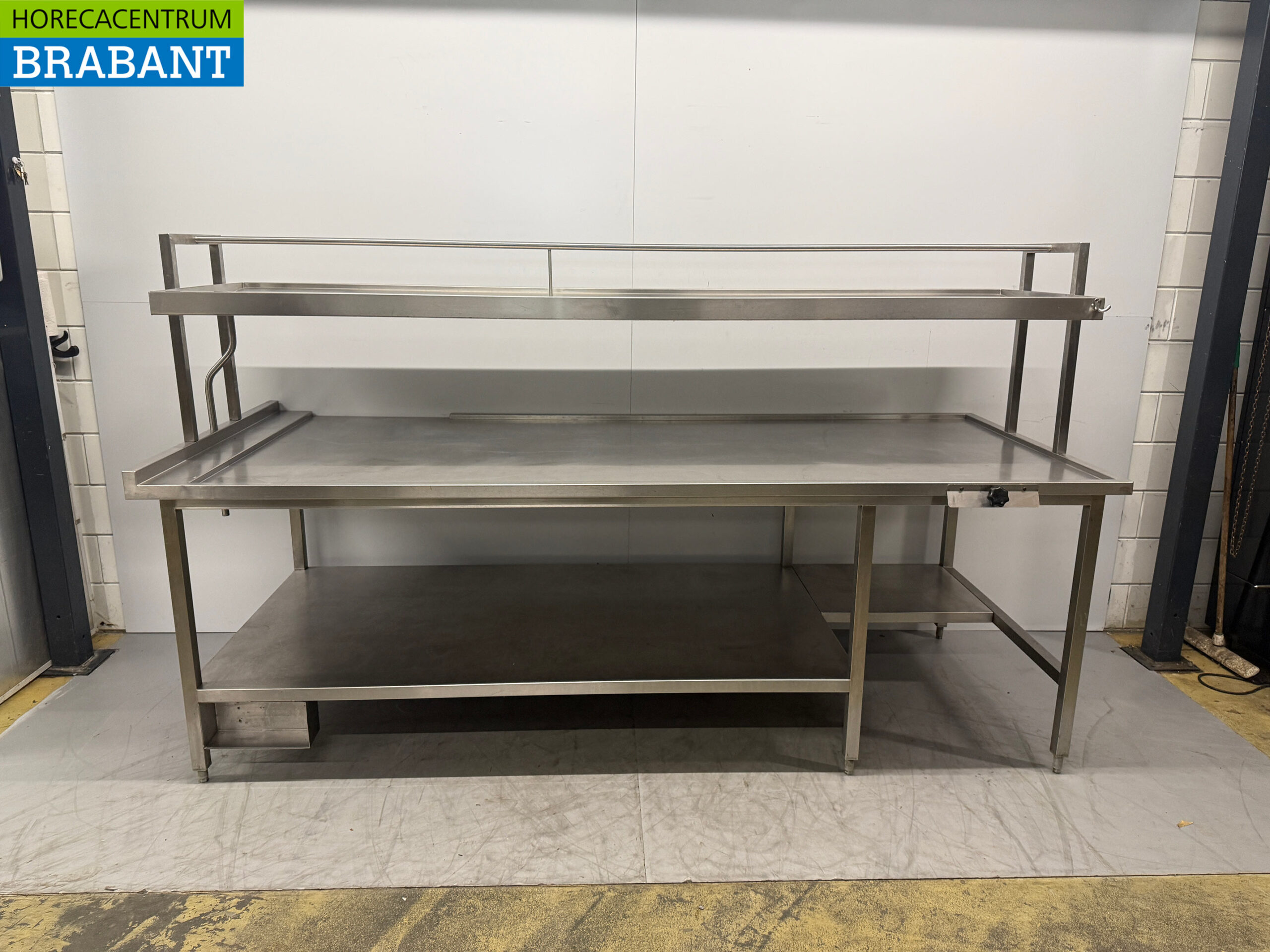 Stainless steel Debrasseer table Sorting table Feeding table 270 x 109 x 154.5 cm Catering