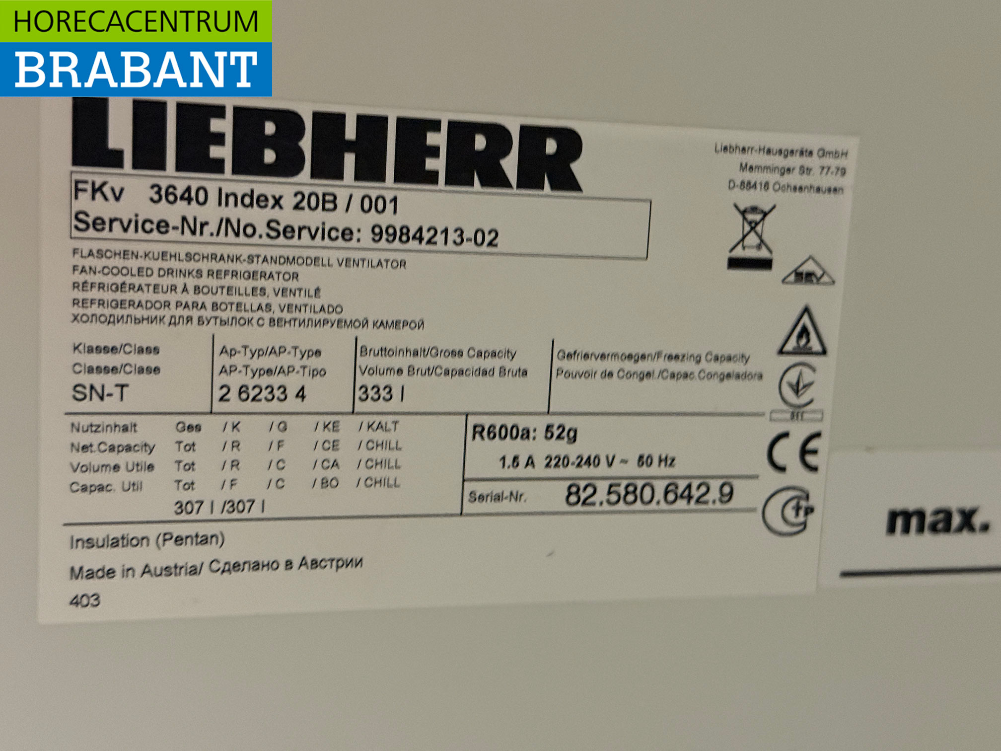 Liebherr Refrigeration 333 liters 230V Horeca - Image 5