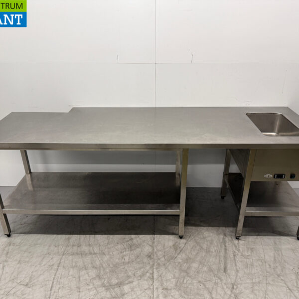 Stainless steel Worktable with built-in Bain Marie 250 cm 230V Horeca