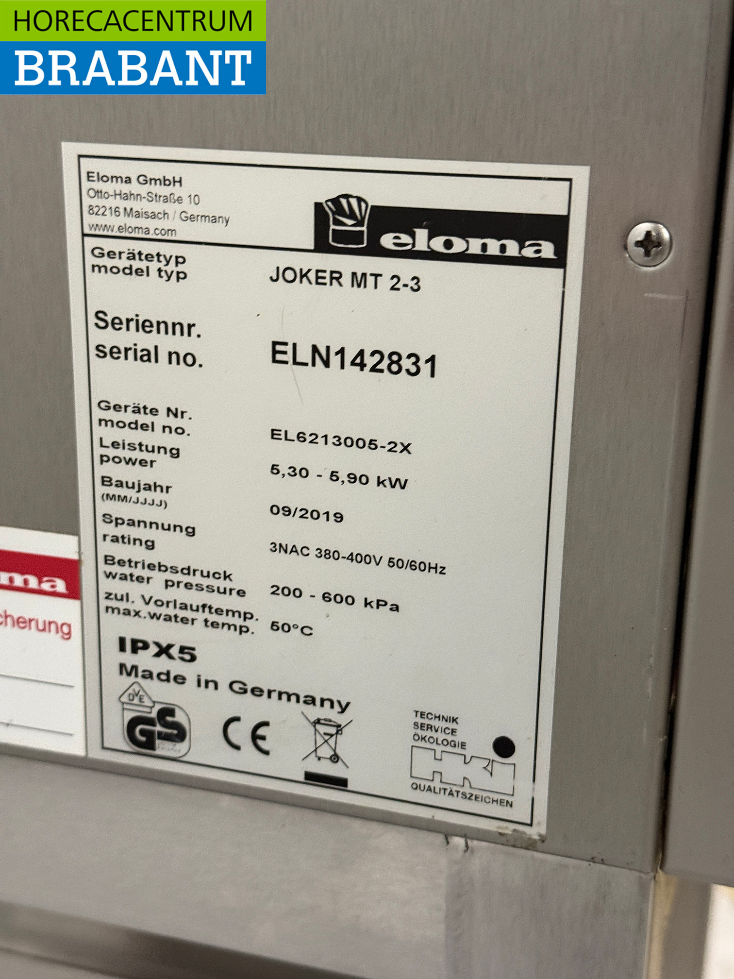 Stainless steel Eloma Combisteamer 6 x 2/3 GN 400V Horeca - Image 9