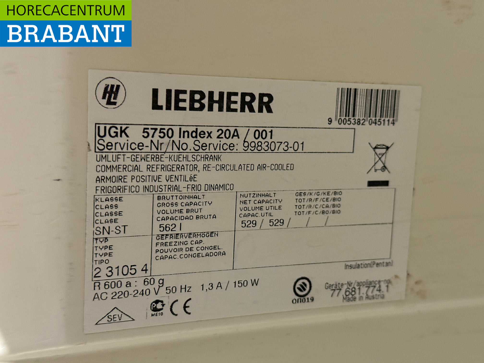 Stainless steel Liebherr Refrigerator 562 liters 230V Horeca - Image 5