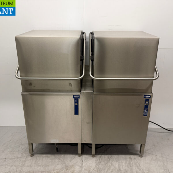 Stainless steel Rhima WD-7 Slide-through washing line with Front Washer and Dishwasher 400V Catering