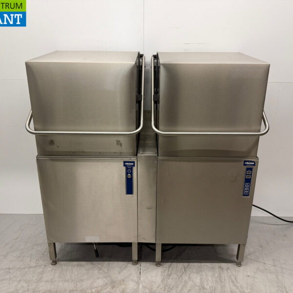 Stainless steel Rhima WD-7 Slide-through washing line with Front Washer and Dishwasher 400V Catering