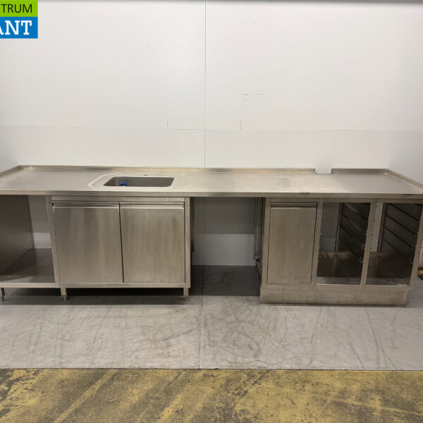Stainless steel Sink Table Work cabinet with cabinets and shelf 329.5 x 80 x 94 cm Catering