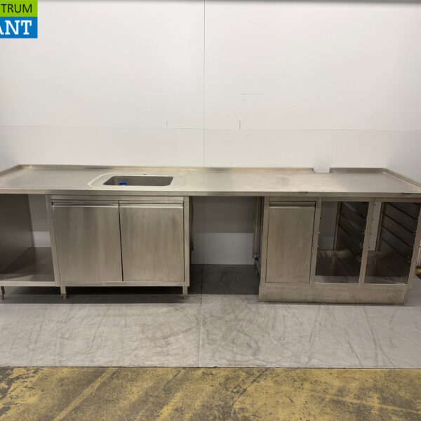 Stainless steel Sink Table Work cabinet with cabinets and shelf 329.5 x 80 x 94 cm Catering