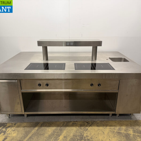 Stainless steel Culion Kitchen Island 2x Induction plates and sink 2x 400V Horeca