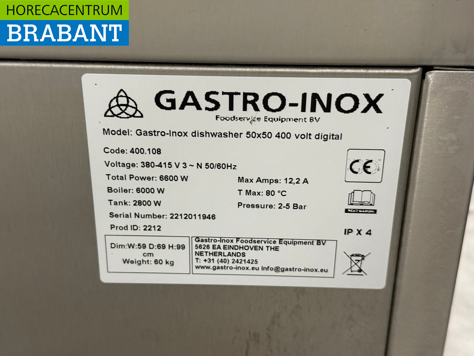 Stainless steel Gastro-Inox Dishwasher with drain pump 400V Catering - Image 6