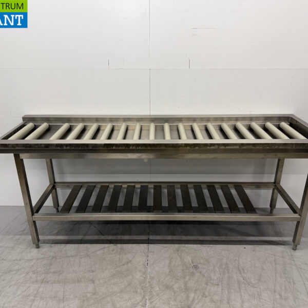 Stainless steel Drainage table Roller conveyor T.B.V.V. Slide-through dishwasher 227 cm Horeca