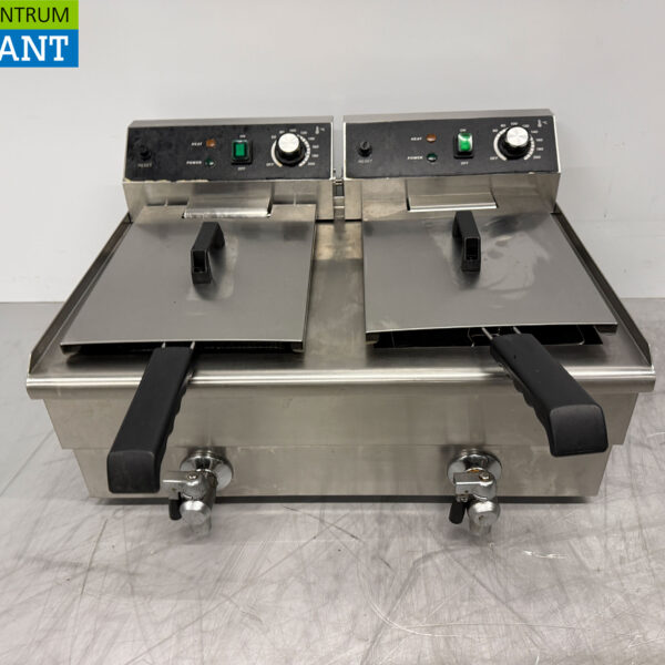 Stainless steel Double Fryer Fryer Drain Tap 2 x 12 liters 2 x 230V Horeca
