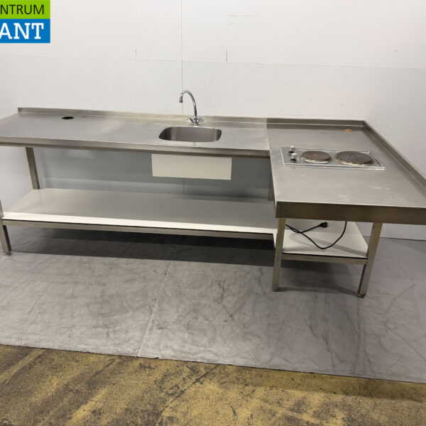 Stainless steel sink sink with stove 261 x 151 cm Catering