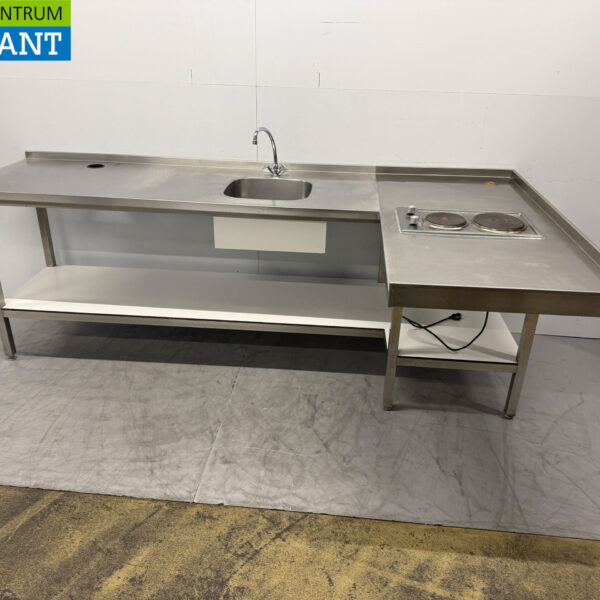 Stainless steel sink sink with stove 261 x 151 cm Catering