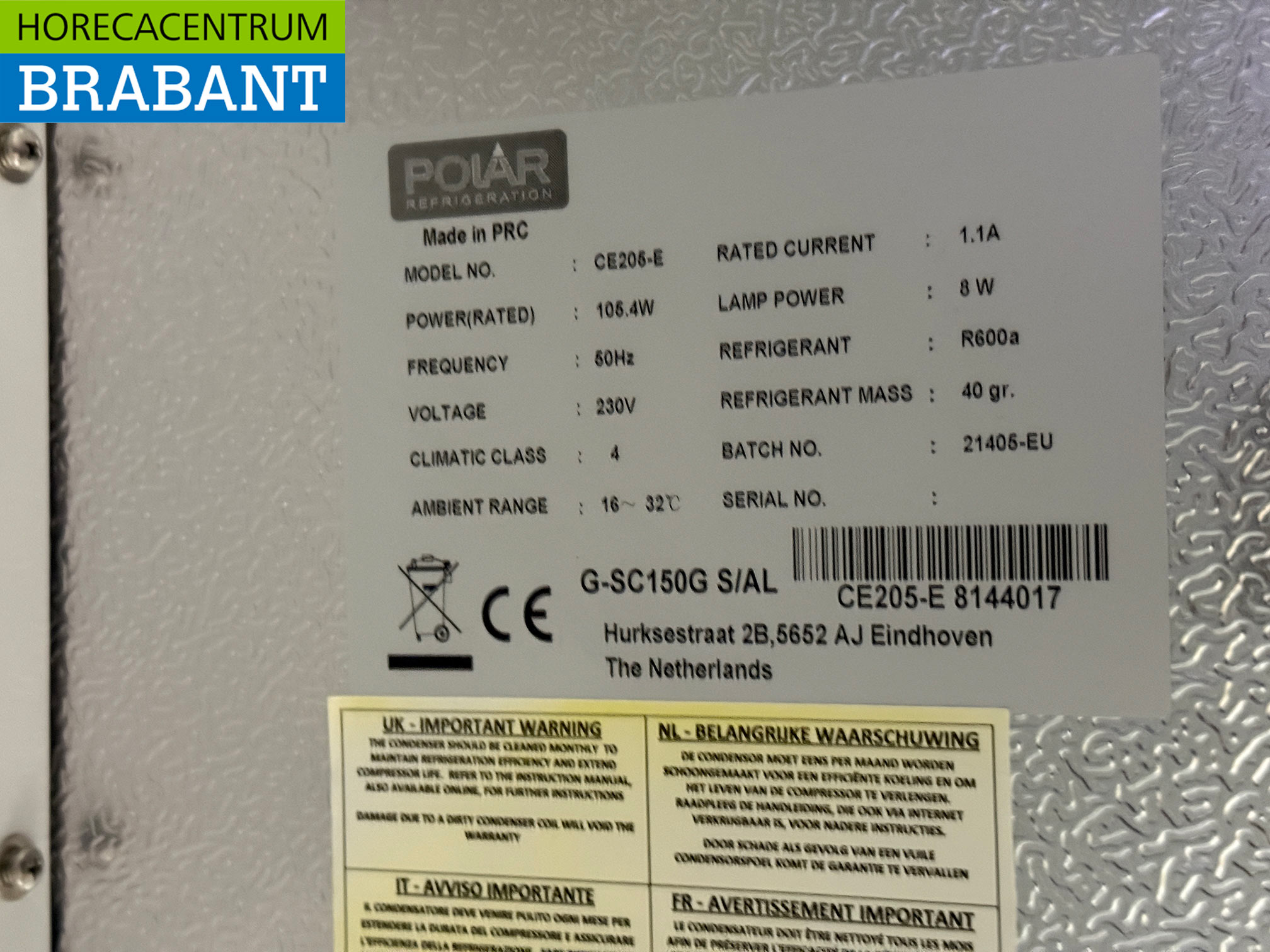 Stainless steel Polar Glass Door Refrigerator 200 liters 230V Catering - Image 5