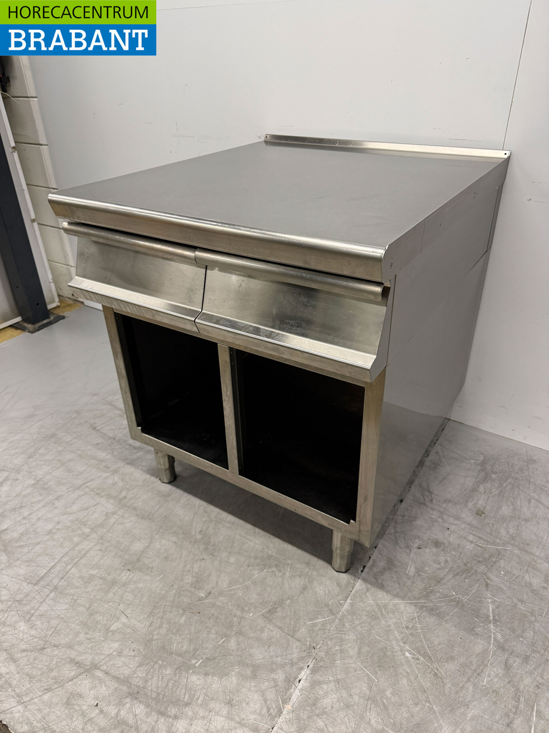 Stainless steel Gico Work Unit Neutral unit with 2 drawers 80 cm Horeca - Image 3