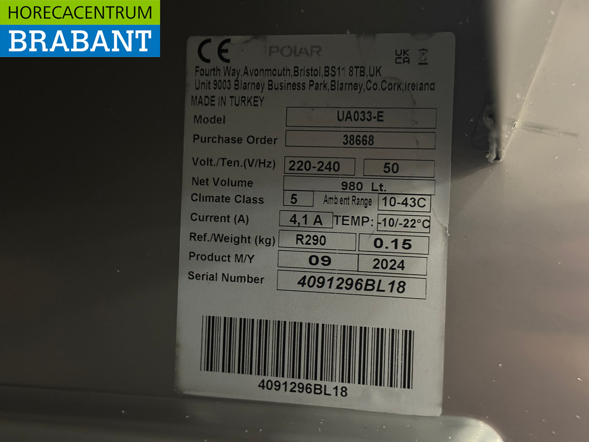 Stainless steel Polar Mobile Double Door Freezer 1400 liters 230V Horeca - Image 5