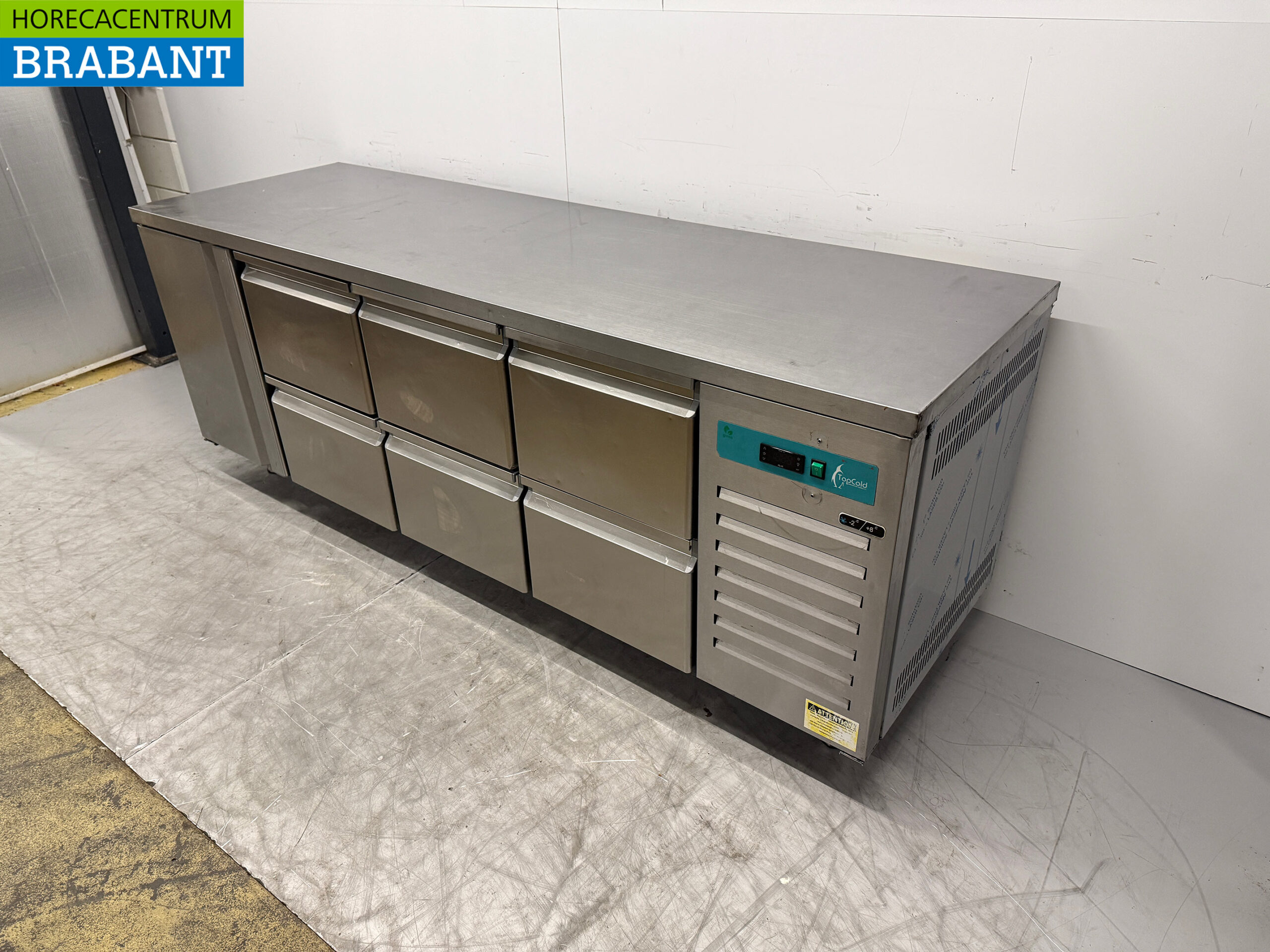 Stainless steel Topcold Refrigerated Workbench 1 Door and 6 drawers 224.5 cm Catering - Image 2