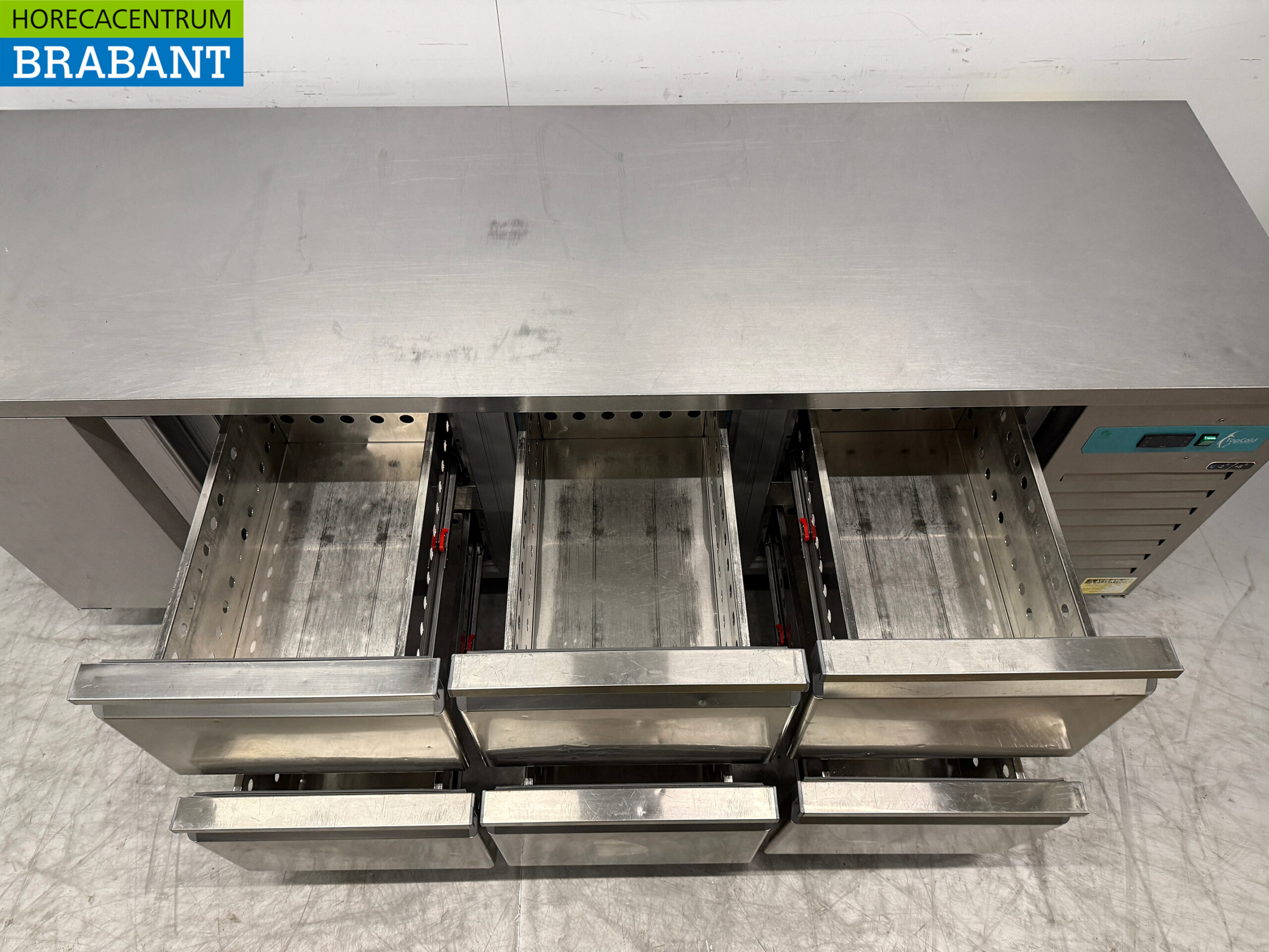 Stainless steel Topcold Refrigerated Workbench 1 Door and 6 drawers 224.5 cm Catering - Image 5
