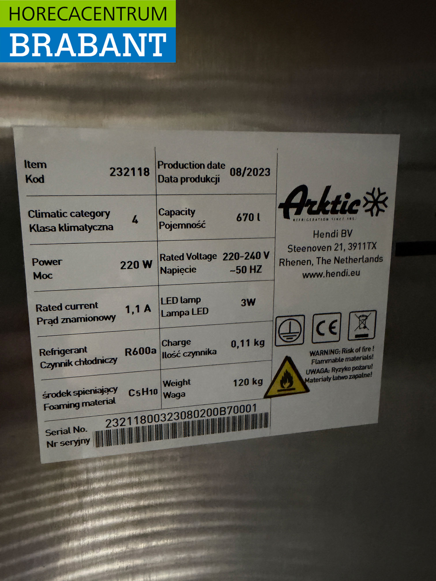 Stainless steel Arktic Refrigeration 670 liters 230V Catering - Image 5