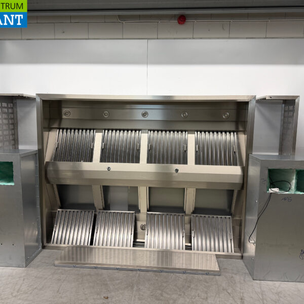 Stainless steel extractor hood Island hood with 2 x motor 1500 kuub and carbon filters 2x 230V Horeca