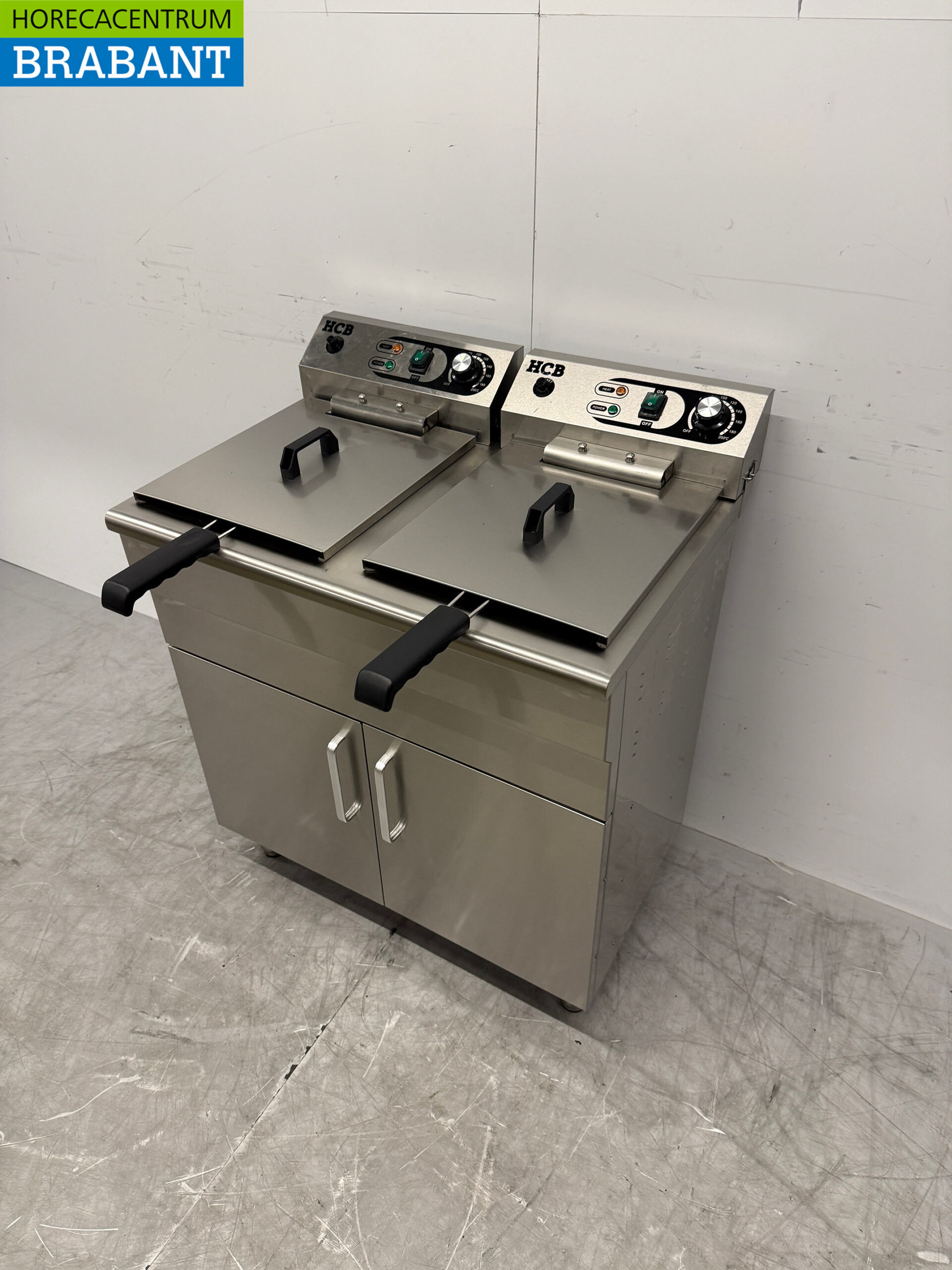 HCB Stainless Steel Double Fryer Frying 2 x 14 liters 400V Catering - Image 2
