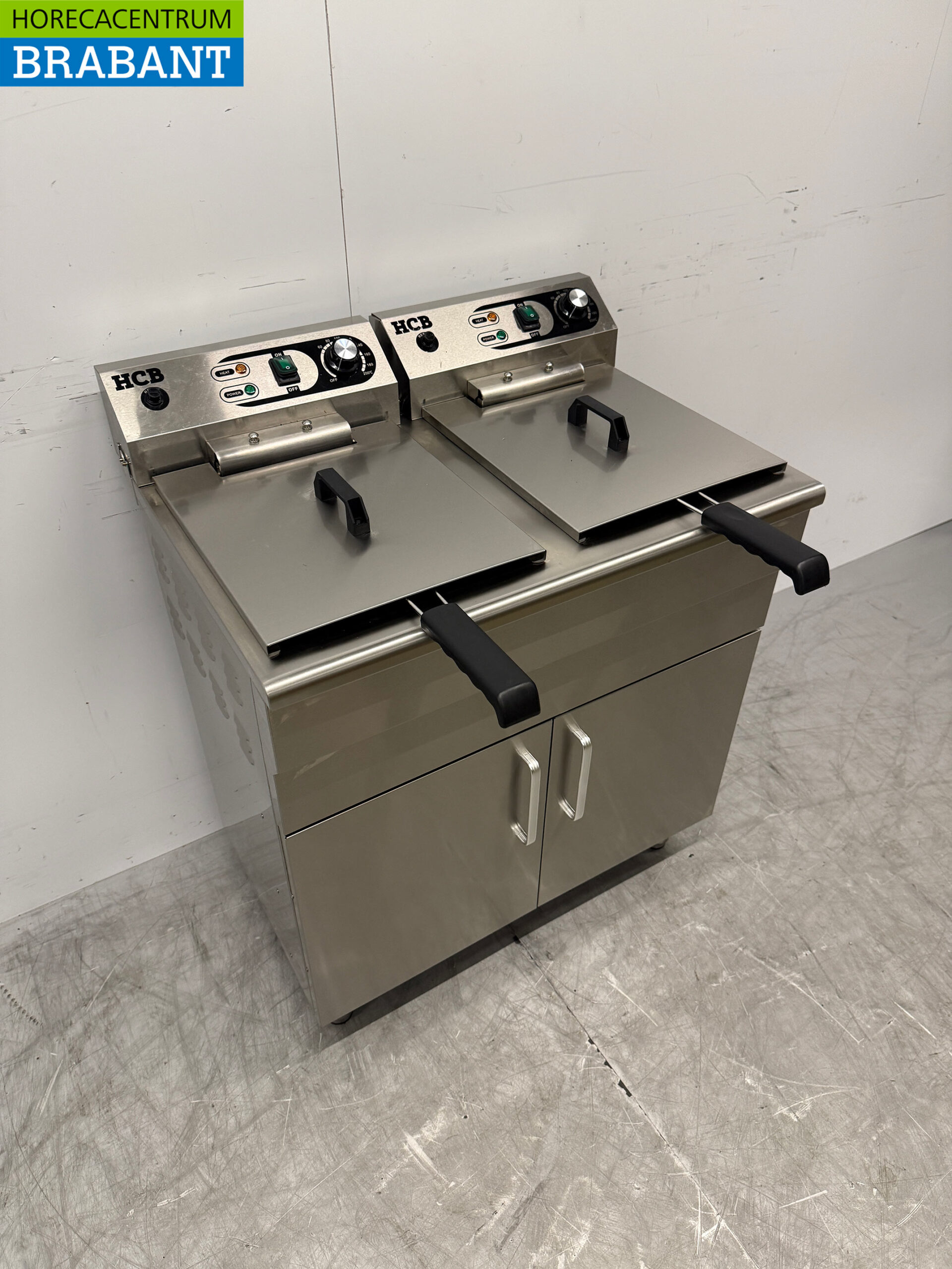 HCB Stainless Steel Double Fryer Frying 2 x 14 liters 400V Catering - Image 3