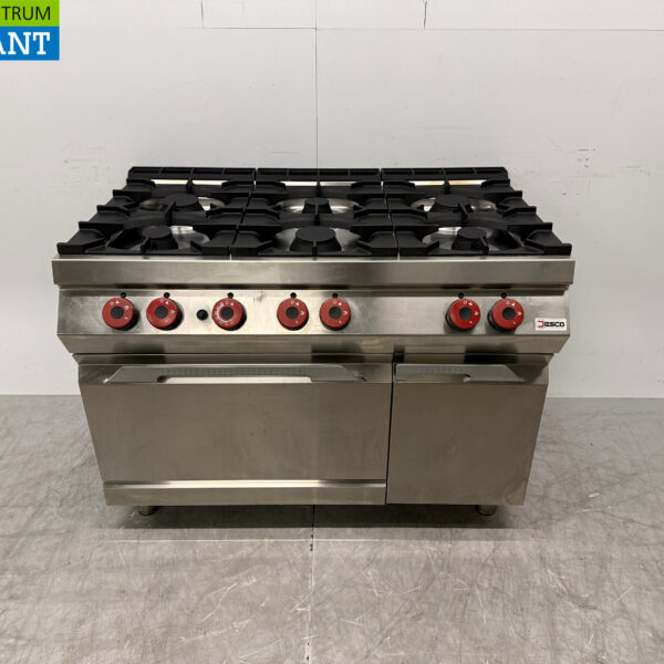 Stainless steel Desco 6 Burner Stove with oven GAS Catering