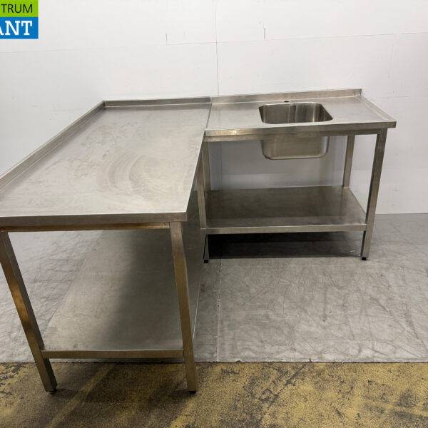 Stainless steel Sink Table Corner Sink Table with Undershelf 180 x 171 x 91.5 cm Catering