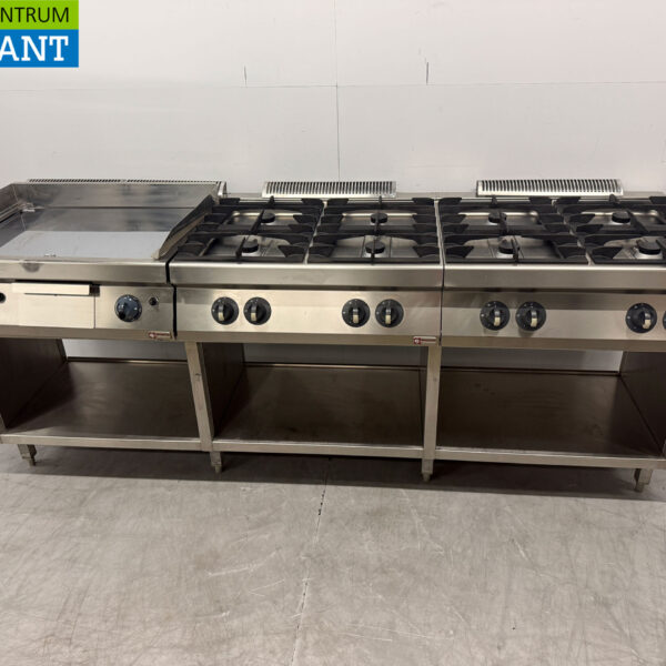 Stainless steel Electrolux Baking Line Mirror Tray and 2 x 4 burner Stove 240 cm GAS Horeca