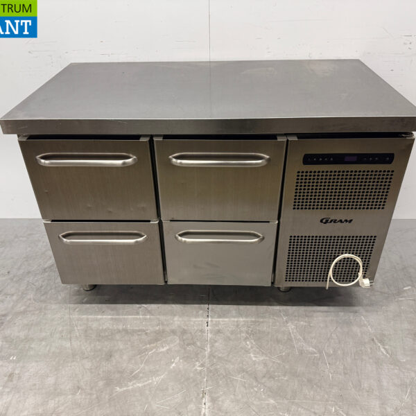 Stainless steel Gram Refrigerated Workbench 4 Drawers 129 cm 230V Catering