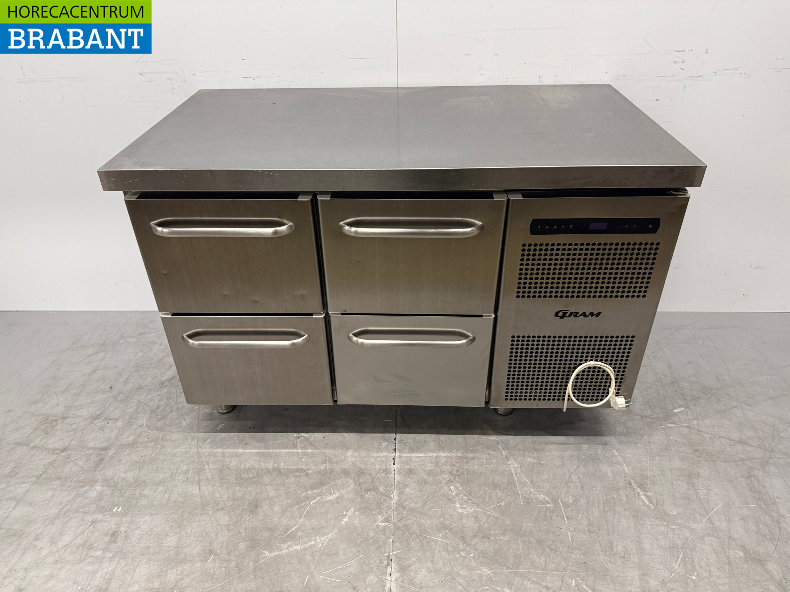 Stainless steel Gram Refrigerated Workbench 4 Drawers 129 cm 230V Catering
