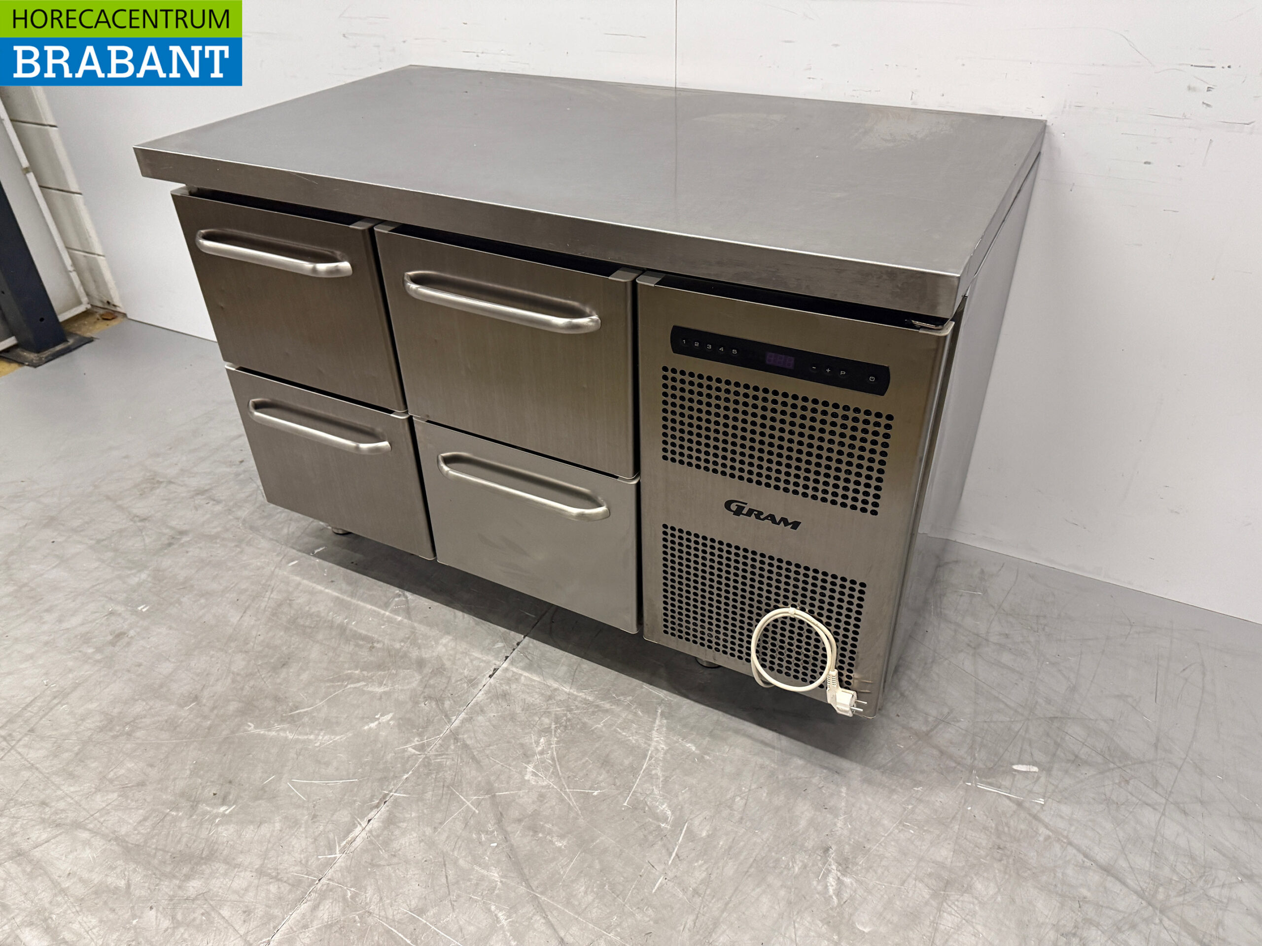 Stainless steel Gram Refrigerated Workbench 4 Drawers 129 cm 230V Catering - Image 2