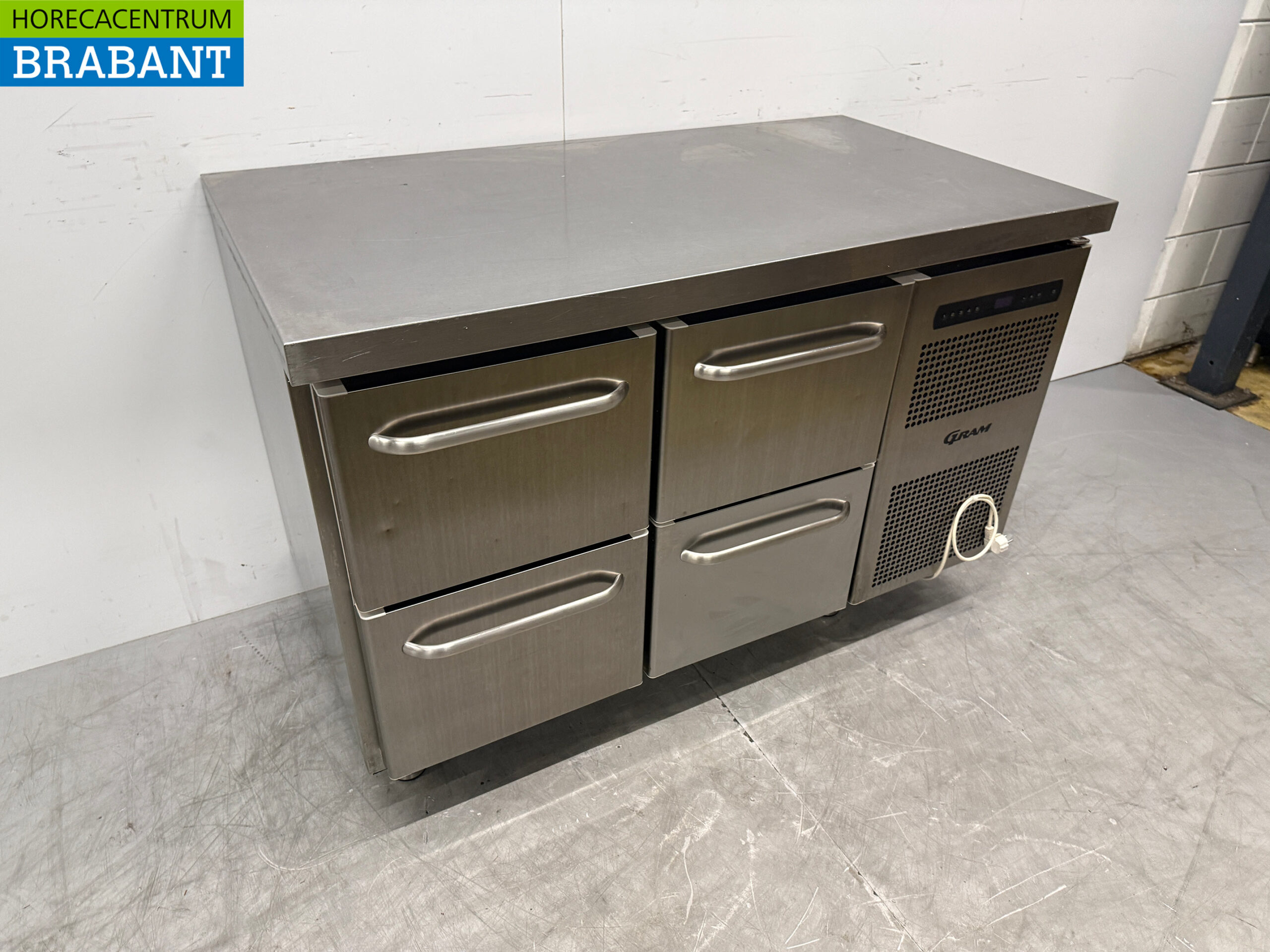Stainless steel Gram Refrigerated Workbench 4 Drawers 129 cm 230V Catering - Image 3