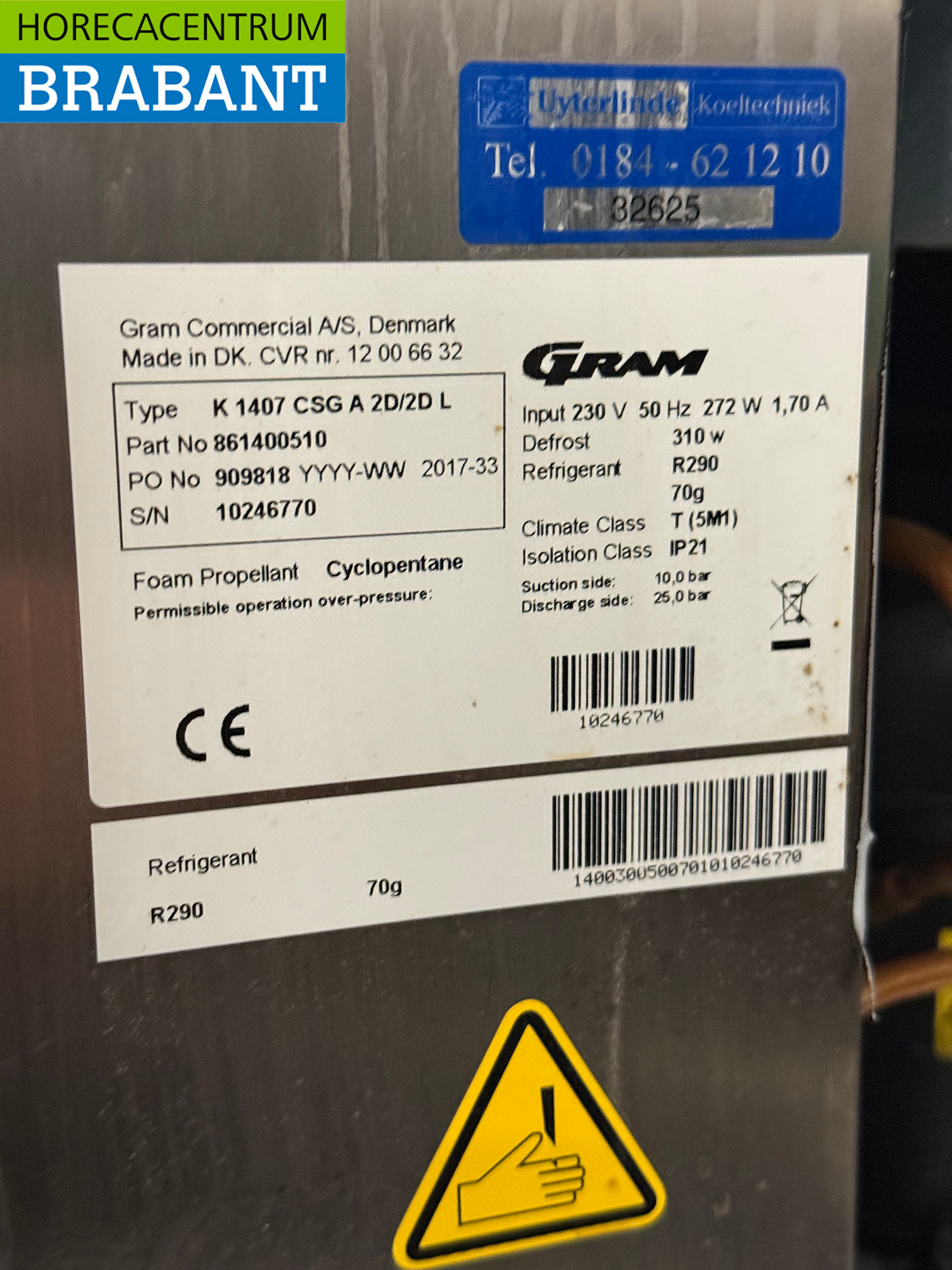 Stainless steel Gram Refrigerated Workbench 4 Drawers 129 cm 230V Catering - Image 5