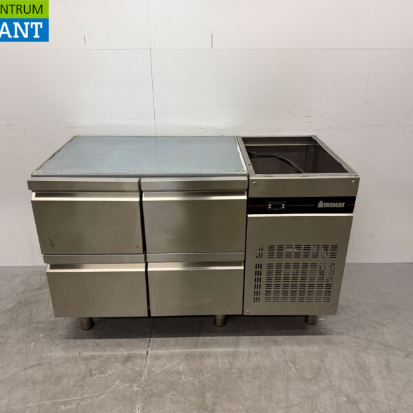 Stainless steel Inomak Refrigerated Workbench 4 Drawers 134 cm 230V Catering