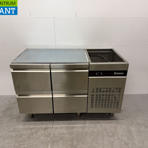 Stainless steel Inomak Refrigerated Workbench 4 Drawers 134 cm 230V Catering