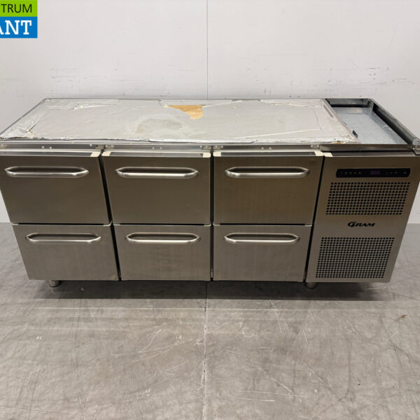 Stainless steel Gram Refrigerated Workbench 6 Drawers 173 cm 230V Catering